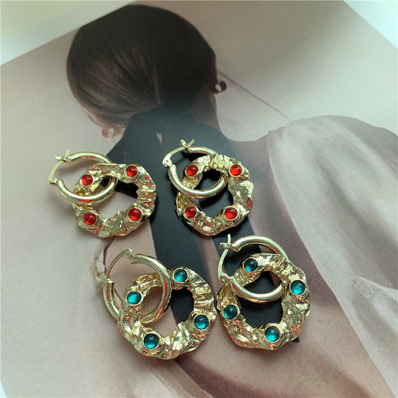 Retro Fashion Crystal Color Diamond Earrings display picture 5