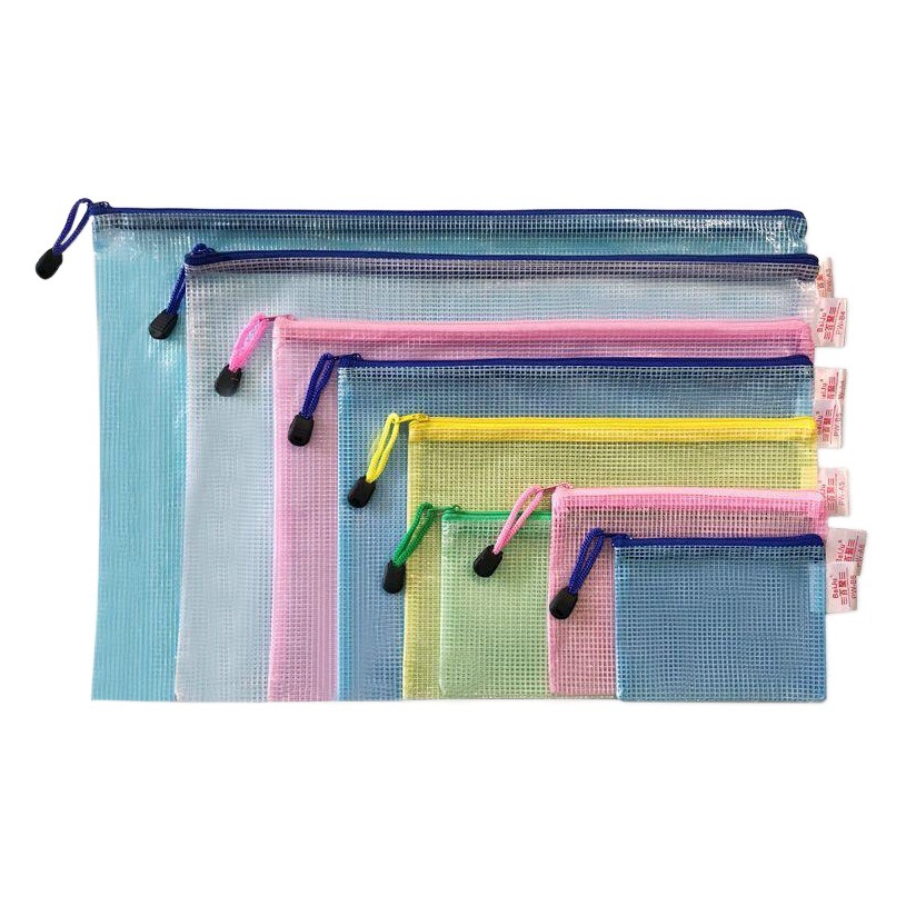 Carpeta de archivos A4 de malla transparente con cremallera, gran capacidad, resistente, ideal para estudiantes y oficina