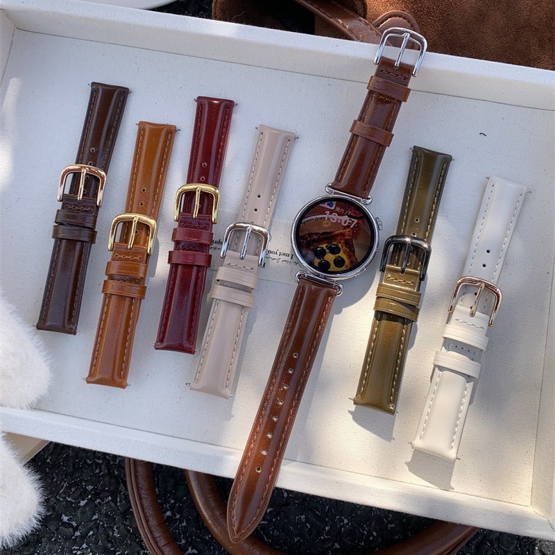 Suitable for Huawei Bracelet Gt6Gt5Gt4 Horse Oil Leather High-End Men's and Women's Leather Strap Gt3 Pro43Mm Autumn and Winter