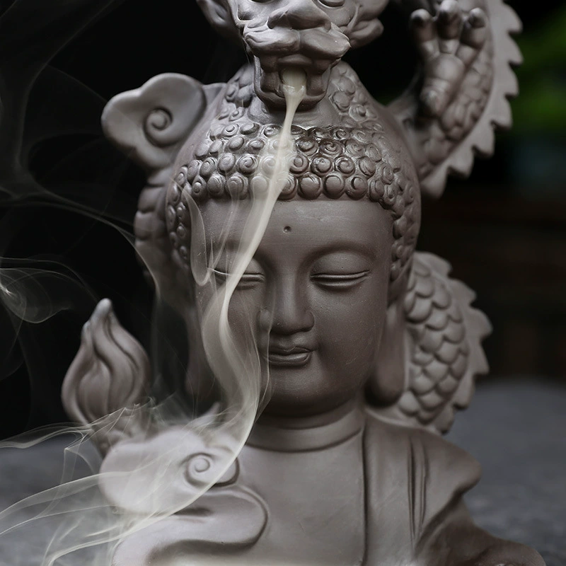 Обратный курильница для аромапалочек (Aoki Dragon Cloud Buddha), цзиша — пурпурный песок, керамика, дракон