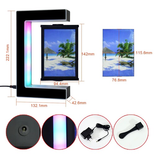 Factory wholesale magnetic levitation photo frame wedding festival gift birthday gift glowing rotating creative craft decor