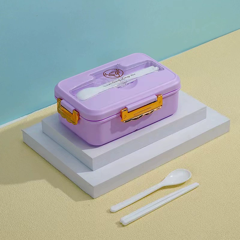 Ланчбокс для студентов Bento, 3 отделения, микроволновый ПП с прибором (ложка/вилка/палочки)