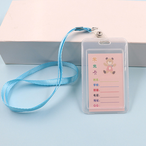 Student card holder with lanyard soft glue transparent kindergarten card holder bus card holder citizen health code card holder wholesale