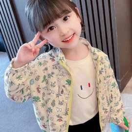 童装女孩外套2025春季新款韩版小童印花卡通夹克女宝宝春秋外套潮