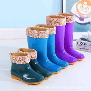 Women's Rain Boots, Labor Protection Shoes, Thickened Non-Slip Water Shoes, Rain Boots, Cotton Warm Winter Work Rubber Shoes, Wholesale Free Shipping