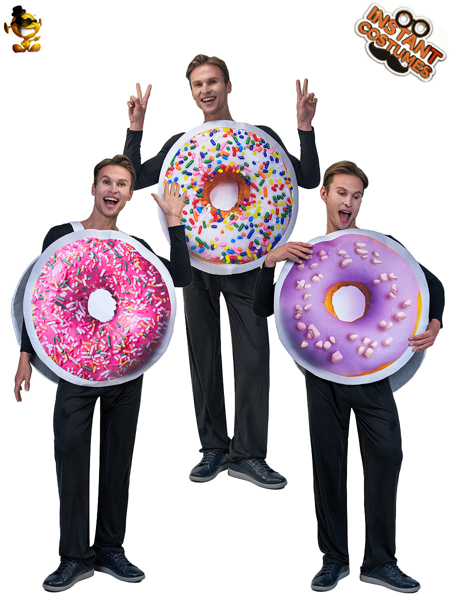 Los niños adultos de los hombres y las mujeres Funny donut traje spoof alimentos Cosplay partido apoyos del funcionamiento