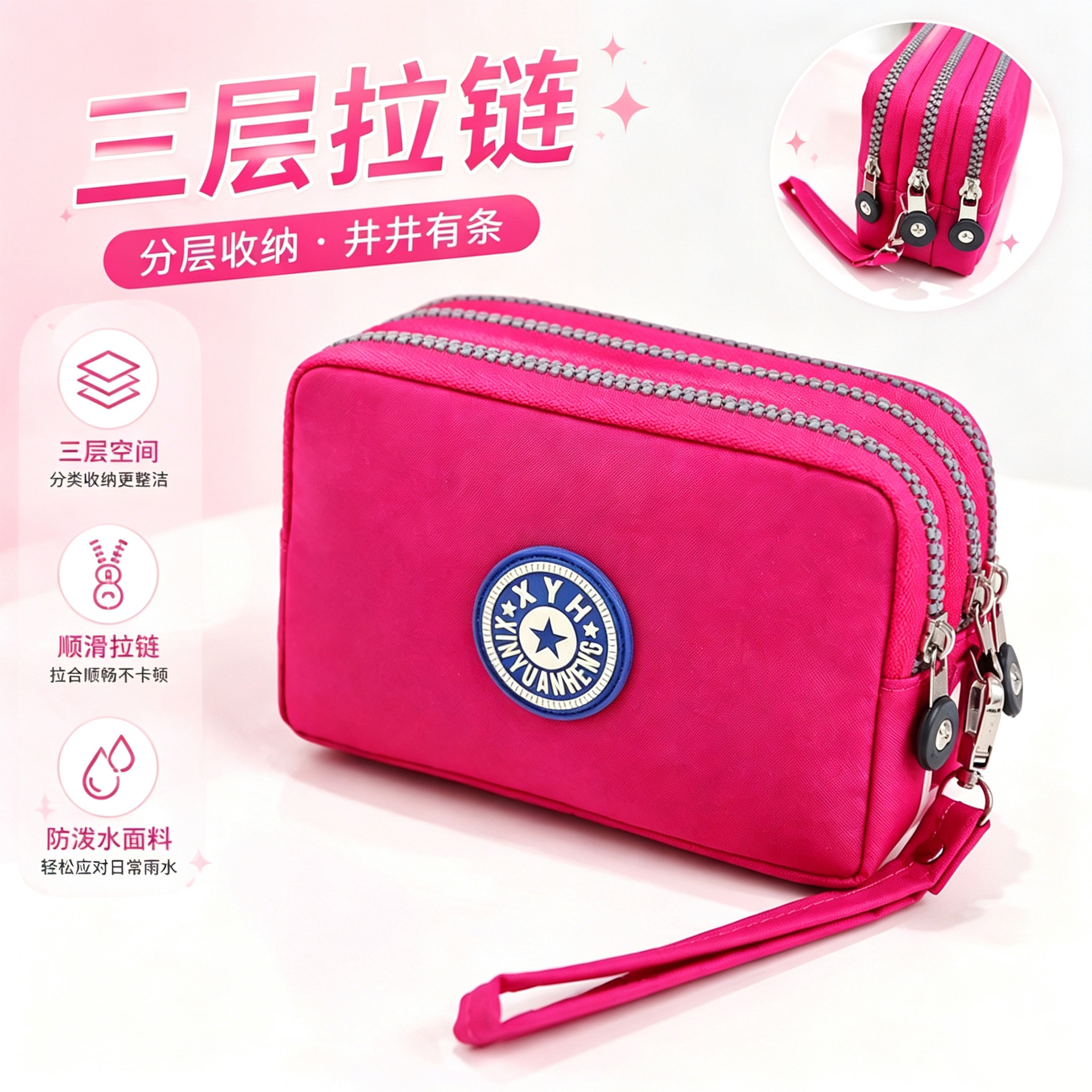 nylon trend wallet with zipper