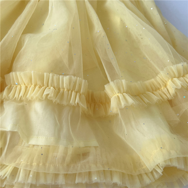 [Exempt de posta] niñas arco vestido de princesa para niños de manga corta empalmado vestido de verano niñas de verano nuevos productos