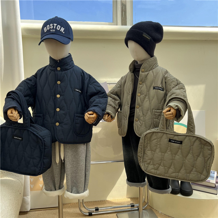 2024 Winter Clothing for Children with Bags Clothes Korean Boys Girls Labeling Quilted Light and Thin cardigans Cotton_voghion.com