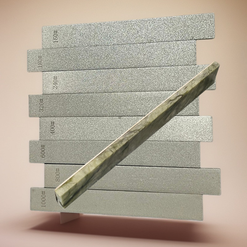 定角磨刀器配套双面磨刀石金刚砂10000目绿玉油石条粗磨抛光高效