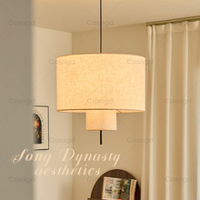 法式中古风卧室吊灯复古高级感客厅餐厅双层布艺灯罩吊线灯casagd