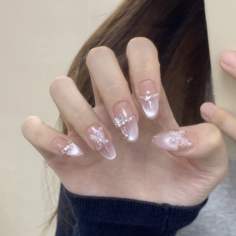 10-Piece Set of Trendy and Exquisite High-End Nail Stickers with Butterfly Fairy Design for Dazzling Nail Art