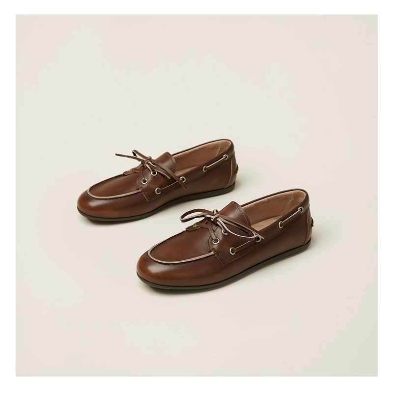 Дизайн обуви ручной работы ретро двухцветные плоские шнурки Lefu обувь маленькая кожаная обувь ~ Вкус осени