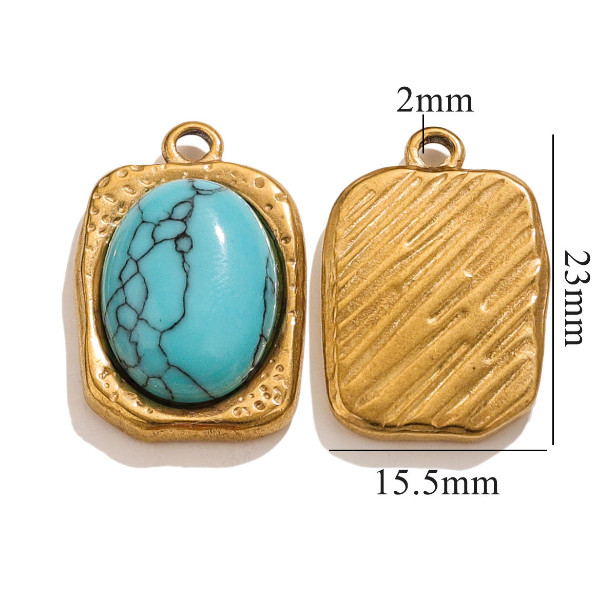 Inswind nuevo colgante de acero inoxidable cuadrado simple colgante turquesa mirad personalidad joyas colgante al por mayor