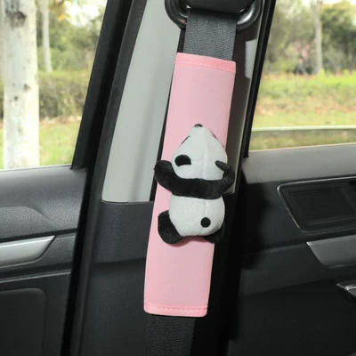 Car Seat Belt Shoulder Pads Are Comfortable and Breathable for Long-Distance Use, Anti-Strangle Protection for Shoulders and Neck, Safety Belt Car Interior Supplies (Seat belt shoulder pad) - pink-ice-silk-single-266