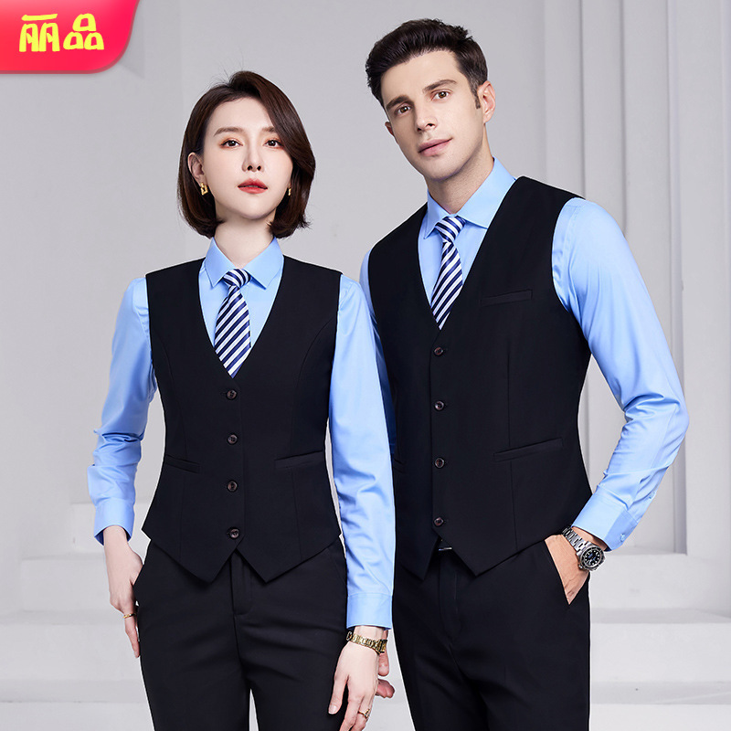 2026 Spring and Autumn Front Desk Club 4S Store Sales Workwear Vest Professional Suit Blue Vest Set 2026 Spring and Autumn Front Desk Club 4S Store Sales Workwear Vest Professional Suit Blue Vest Set
