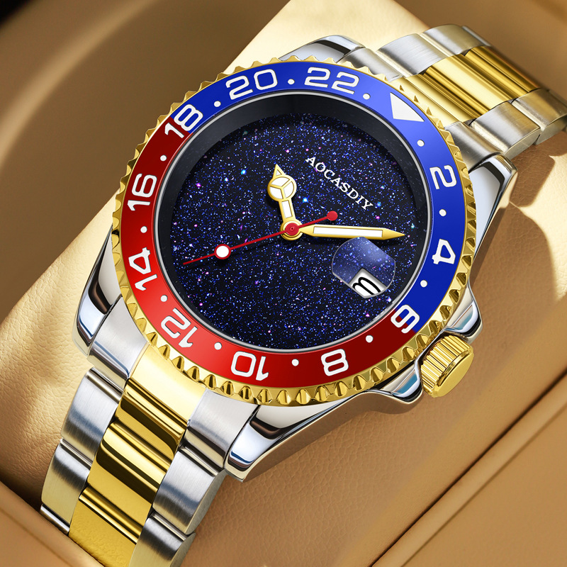 Tiktok Popular Men's Mechanical Watch Business Steel Band Men's Watch Cola Ring Diver Watch Fully Automatic Luminous Mechanical Watch