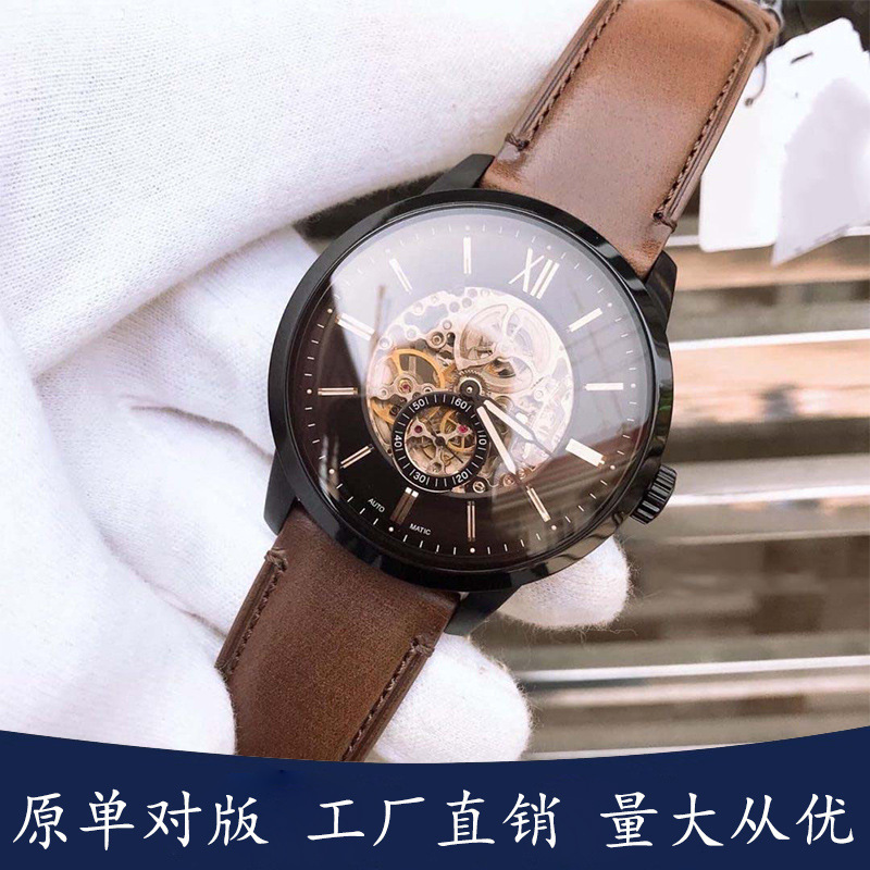 Fs Fossil Men's Watch with Skeletonized Back and Fully Automatic Mechanical Movement, Large Dial, Models Me3153 Me3154 Me3054