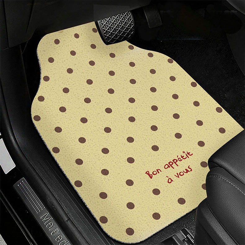 Ins-style polka dot silk loop floor mat, polka dot car floor mat, durable, scratch-resistant, dirt-resistant, easy to clean, anti-stain car mat