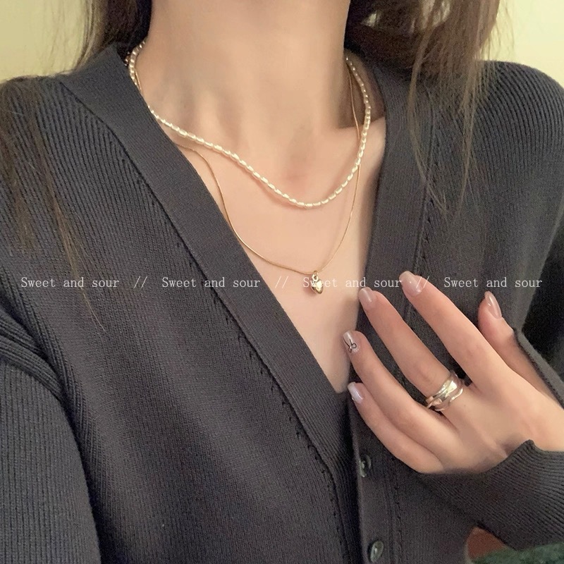 双层小米粒珍珠项链女高级设计感小众叠戴配饰颈链锁骨链简约百搭|undefined