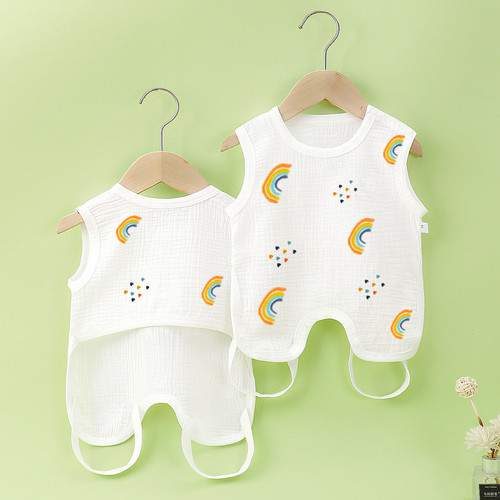 Children's gauze half-back undergarment cotton baby vest undergarment legged undergarment baby cotton yarn undergarment infant infant