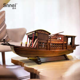 BG54批发中式成品实木嘉兴南湖红船模型帆船摆件拼装木船道具仿古