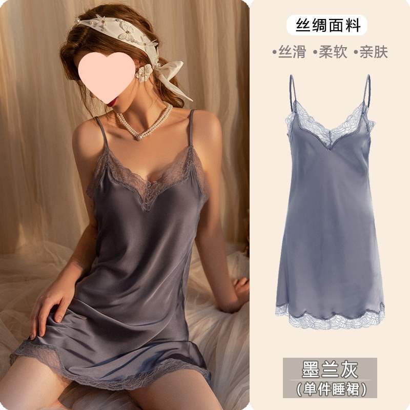 桑蚕丝睡衣女纯欲风睡裙2025新款春夏季带胸垫薄款吊带真丝家居服|undefined
