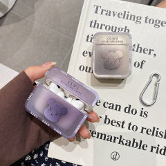 グラデーションバイオレンスベア Airpods 4 保護ケースつや消し Pro2 第 2 世代 Apple ワイヤレス Bluetooth ヘッドフォンケースに適しています