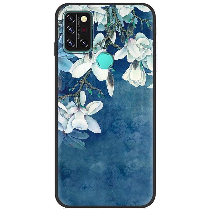 Black shell blue flower