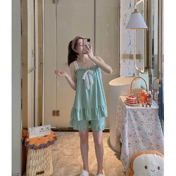 Suelta estilo coreano camisola pijamas de las mujeres verano fino ins estilo shorts pit leche seda lindo homewear traje