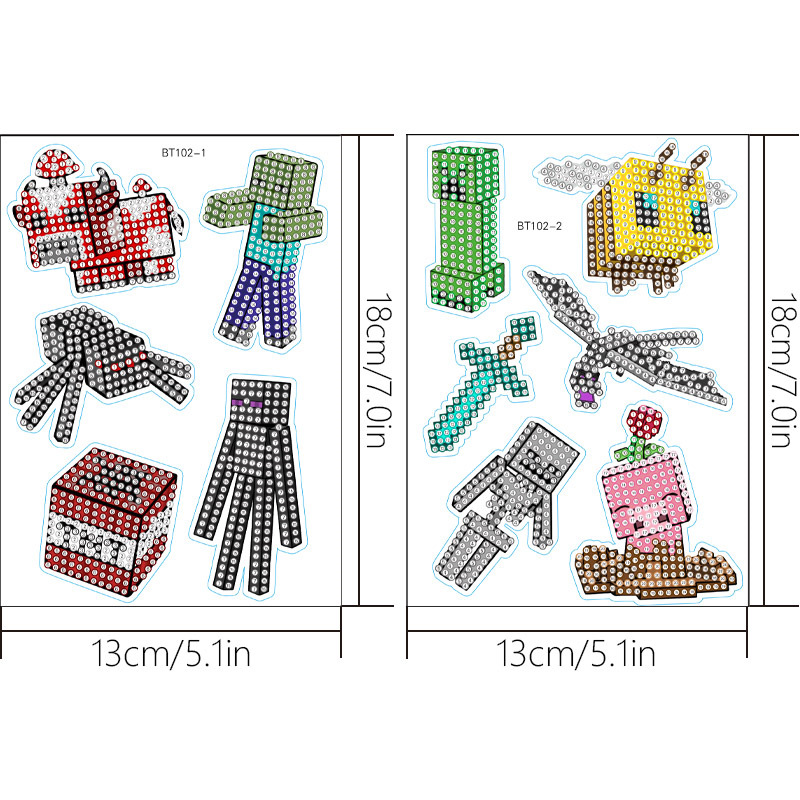 Pintura de Diamantes, Juego de Dibujos Animados de Minecraft, PVC, Pegatinas de Diamantes Hechas a Mano para Niños, Venta al por Mayor