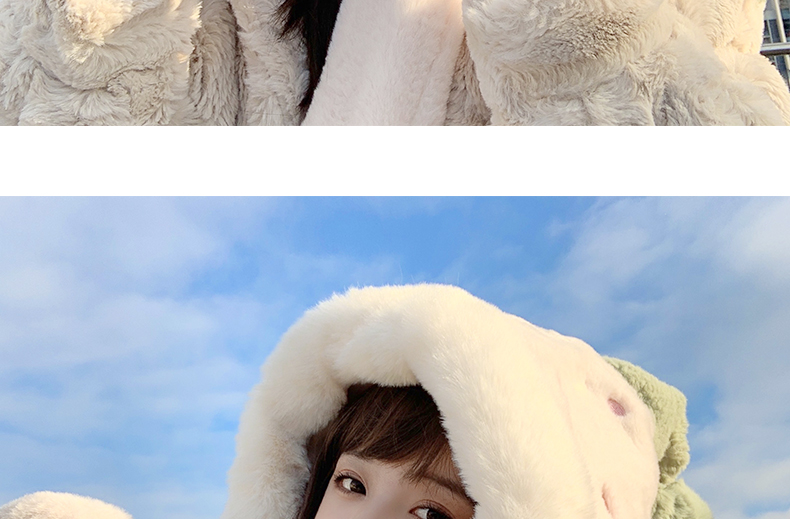 Cappello di Natale per bambini, dolce e carino, sciarpa e guanto di peluche alla fragola, in un unico pezzo, peluche invernale, addensamento caldo tre_voghion.com