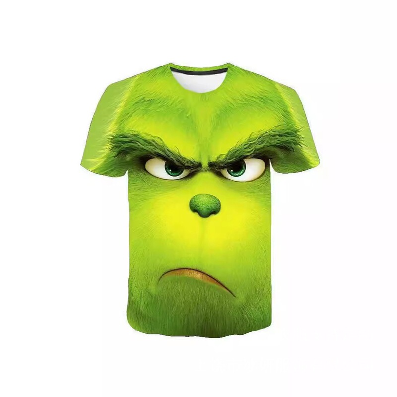 Summer New Arrival: Green Furry Monster Grinch 3D Digital Print Casual Loose Breathable Adult Short Sleeve T-Shirt Summer New Arrival: Green Furry Monster Grinch 3D Digital Print Casual Loose Breathable Adult Short Sleeve T-Shirt