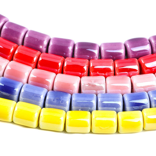 100PCS Colorful jelly-colored cylindrical diy necklace bracelet loose beads Straight hole ceramic beads Bracelet braided enamel beads jewelry accessories