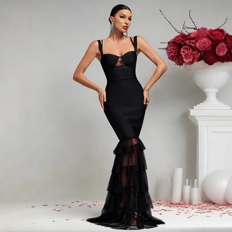 2026 Women's Clothing 2025 Sleeveless Long Dress with Waist-Cinching Slimming Effect, Mesh Puffy Dress, African Trending Early Spring Trend 2026 Women's Clothing 2025 Sleeveless Long Dress with Waist-Cinching Slimming Effect, Mesh Puffy Dress, African Trending Early Spring Trend