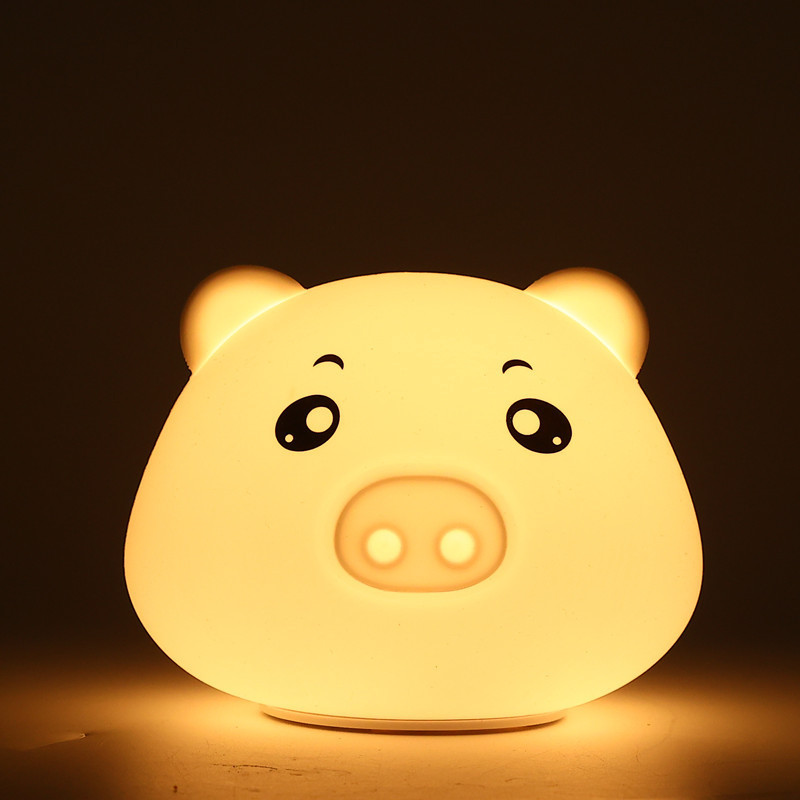创意礼品软硅胶玩可爱猪拍拍灯伴睡小夜灯可充电多色灯光儿童礼物