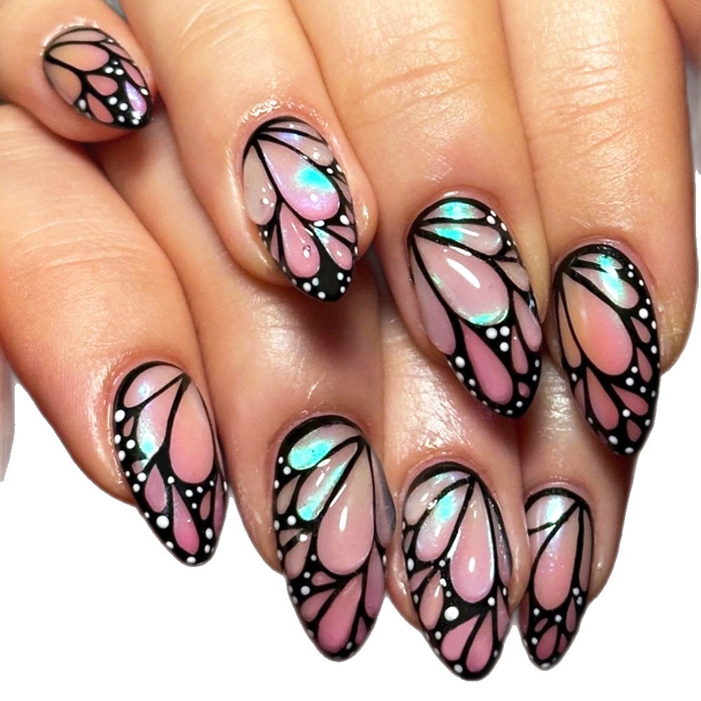 Use un parche de uñas 3D estereoscópico de alto nivel, goteo de goma dulce y caliente, uñas falsas transfronterizas, parches de uñas.