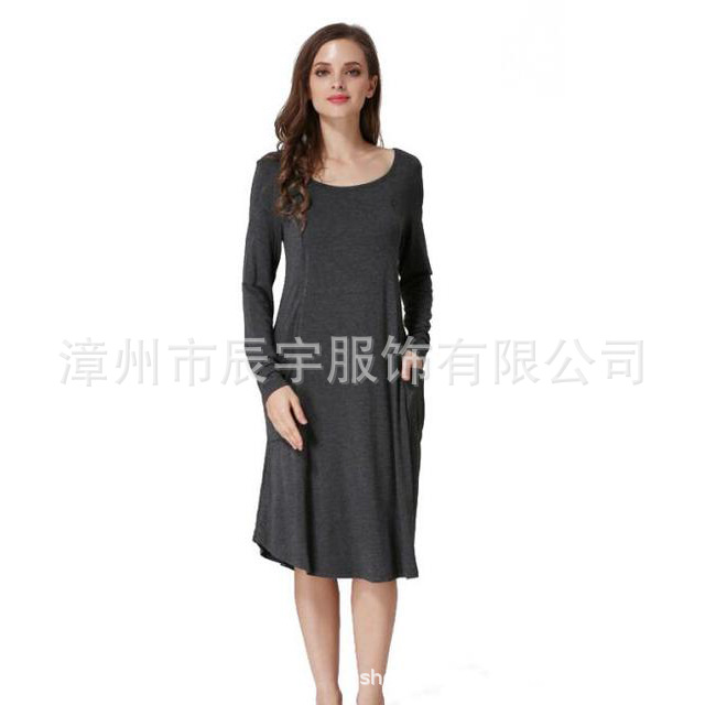 2024 primavera y otoño europeo y americano más tamaño vestido de maternidad de manga larga vestido de lactancia casual adelgazamiento Suelto