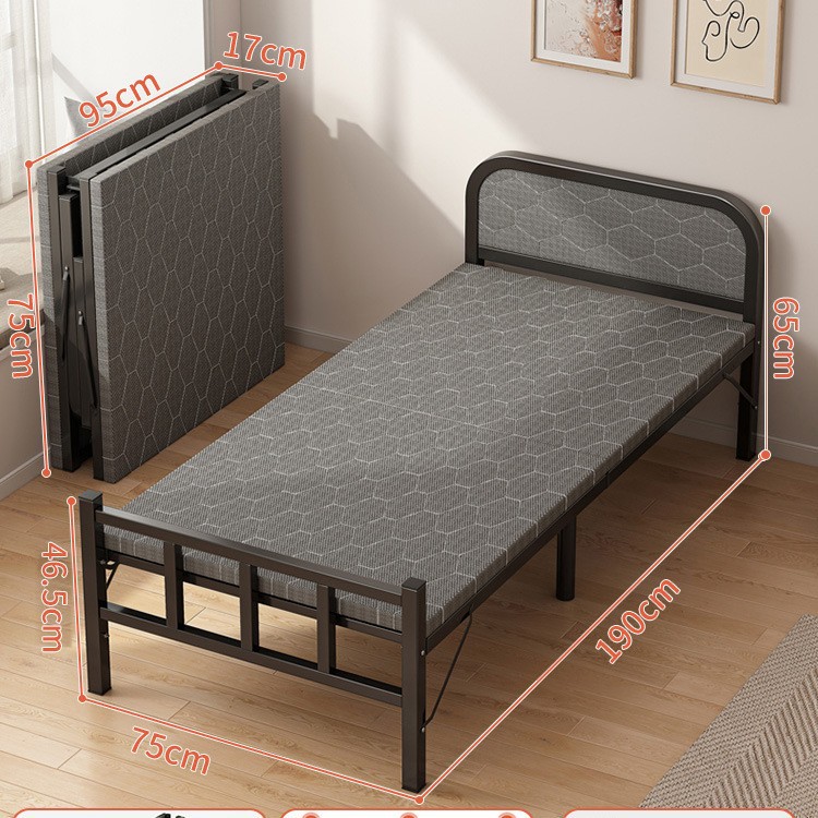 Cama plegable hogar individual cama simple cama supletoria 1,2 m reforzado almuerzo cama pequeña casa de alquiler adulto placa dura cama de hierro