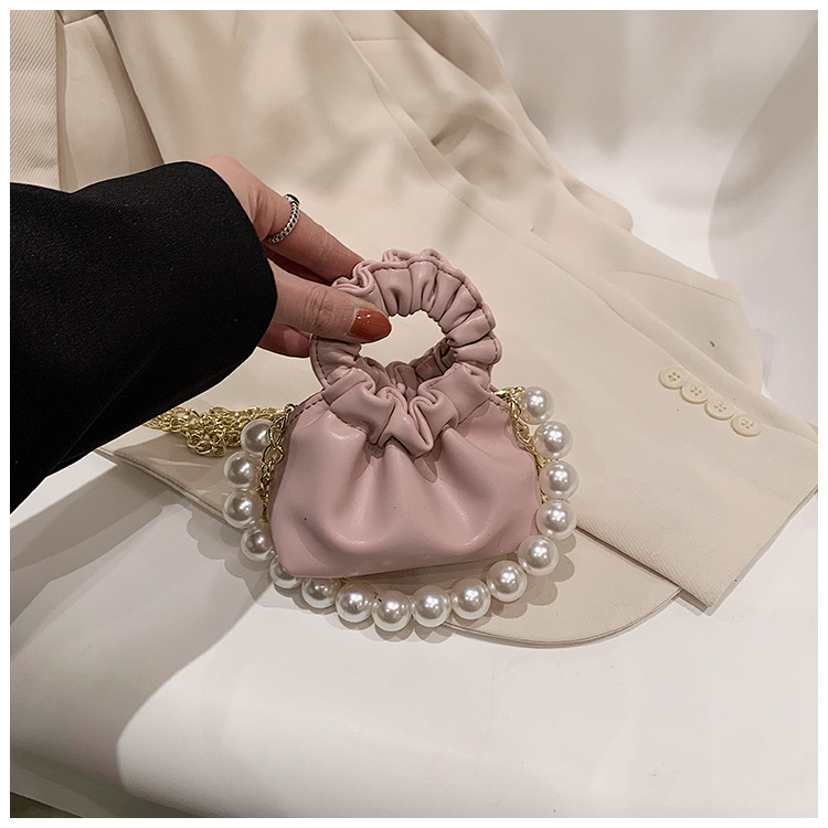 255g Weight Beading, Pearls Fashion Element Clasp Frame Closure Type Top Handle, Chain Strap Type Crossbody Bag Bags Type Casual, Daily, Shopping Occasion Pu Leather Material Solid Color Pattern All Seasons Season Kid'S Gender Cute Style Bucket Shape Kid'S Pu Leather Solid Color Cute Beading Pearls Bucket Clasp Frame Crossbody Bag 18