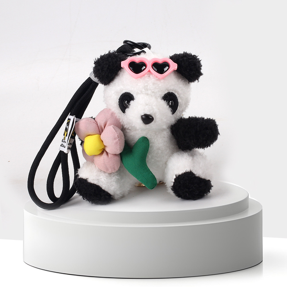 Cute panda mochila colgante muñeca de peluche colgante muñeca llavero de automóvil regalo de estudiantes