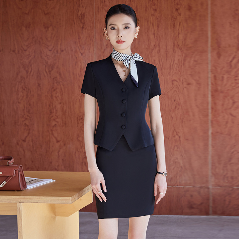 Summer New Short-sleeved Professional suit Women's Hotel Reception Jewelry Work Clothes Stewardess Dress Work Suit
