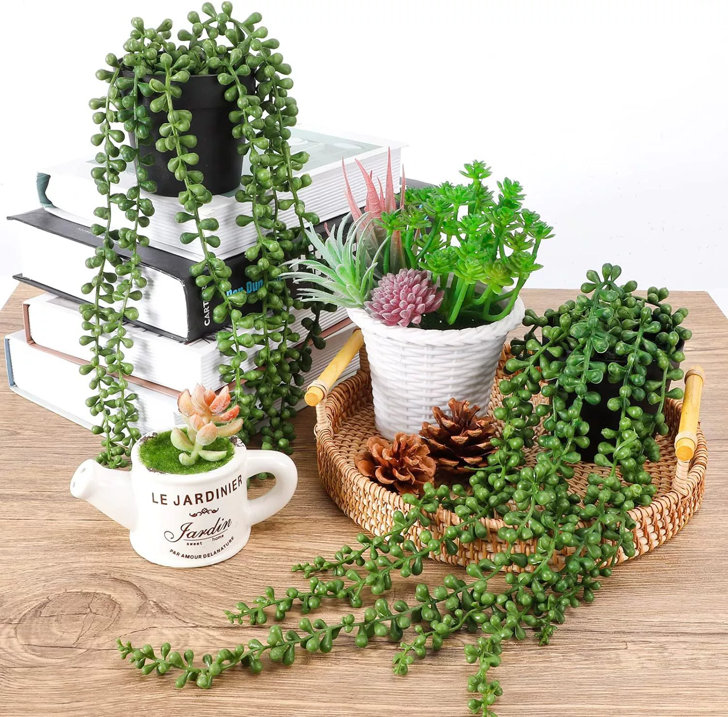 Искусственный суккулент - слеза влюбленного, бусинки Будды, украшение дома, гостиная, подвесной горшок, небольшие зелёные растения, искусственные растения