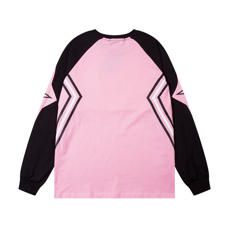 Abbigliamento maschile Design Sense Color Matching Loose Maglietta a maniche lunghe Felpa Uomo e donna Instagram Popolare Marchio Casual_voghion.com