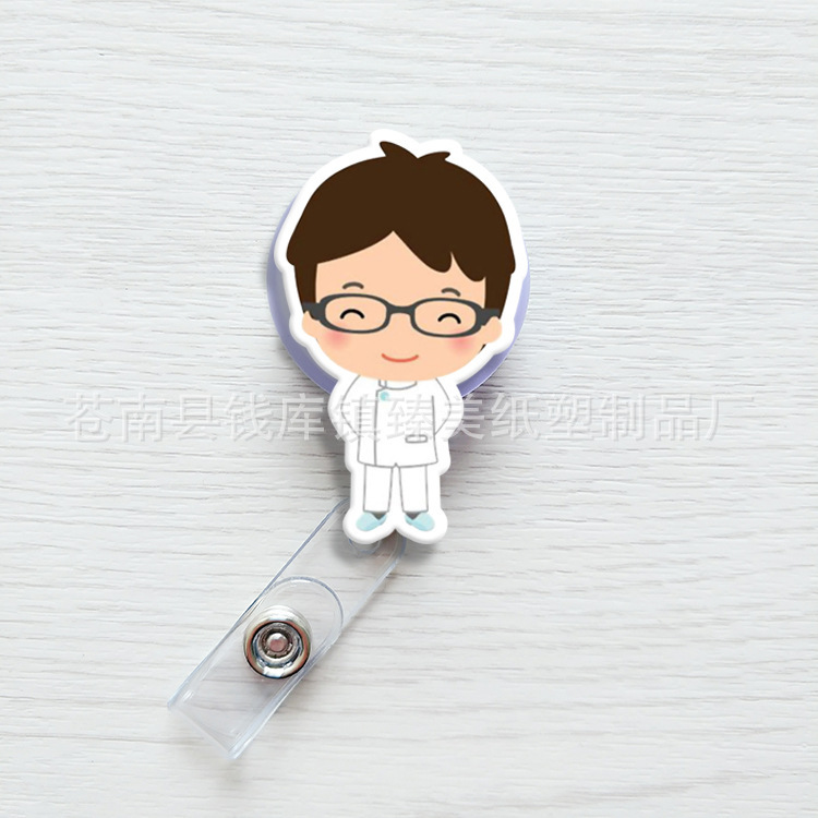 Nueva linda moda coreana de dibujos animados hebilla fácil de tirar tarjeta de trabajo clip de insignia certificado hebilla telescópica clip de insignia al por mayor