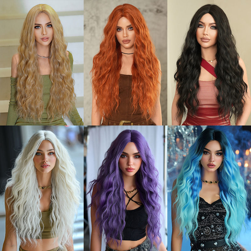 European and American Style Wig for Women, Golden Wool Curls, Water Wave Curls, Vampire Witch Halloween Wig, 26 Inches European and American Style Wig for Women, Golden Wool Curls, Water Wave Curls, Vampire Witch Halloween Wig, 26 Inches
