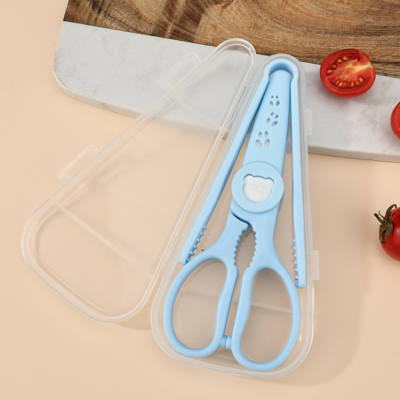 Tijeras de alimentos de cerámica para bebés, paquete de clip de alimentos, caja de almacenamiento portátil, tijeras para bebés, tijeras para niños