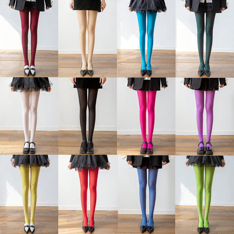 Cross-Border Zhuji Women's Solid Color Velvet Spring and Autumn 120D Anti-Snag Sexy Warm Candy Color Pantyhose Wholesale