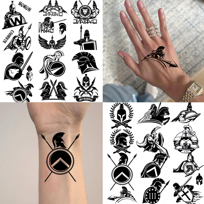 Cross-Border New Product Black and White Samurai Hand Tattoo Sticker Water Transfer Tattoo Sticker Shein European and American Tattoo Cross-Border New Product Black and White Samurai Hand Tattoo Sticker Water Transfer Tattoo Sticker Shein European and American Tattoo