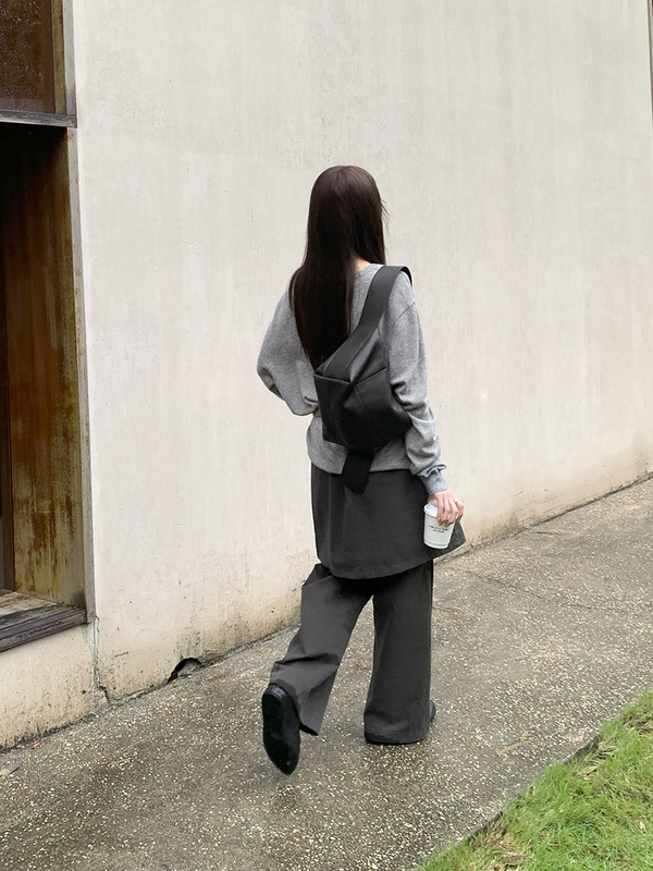 广州十三行2025秋韩风棉质假两件拼接叠搭设计感直筒休闲裤03050|undefined